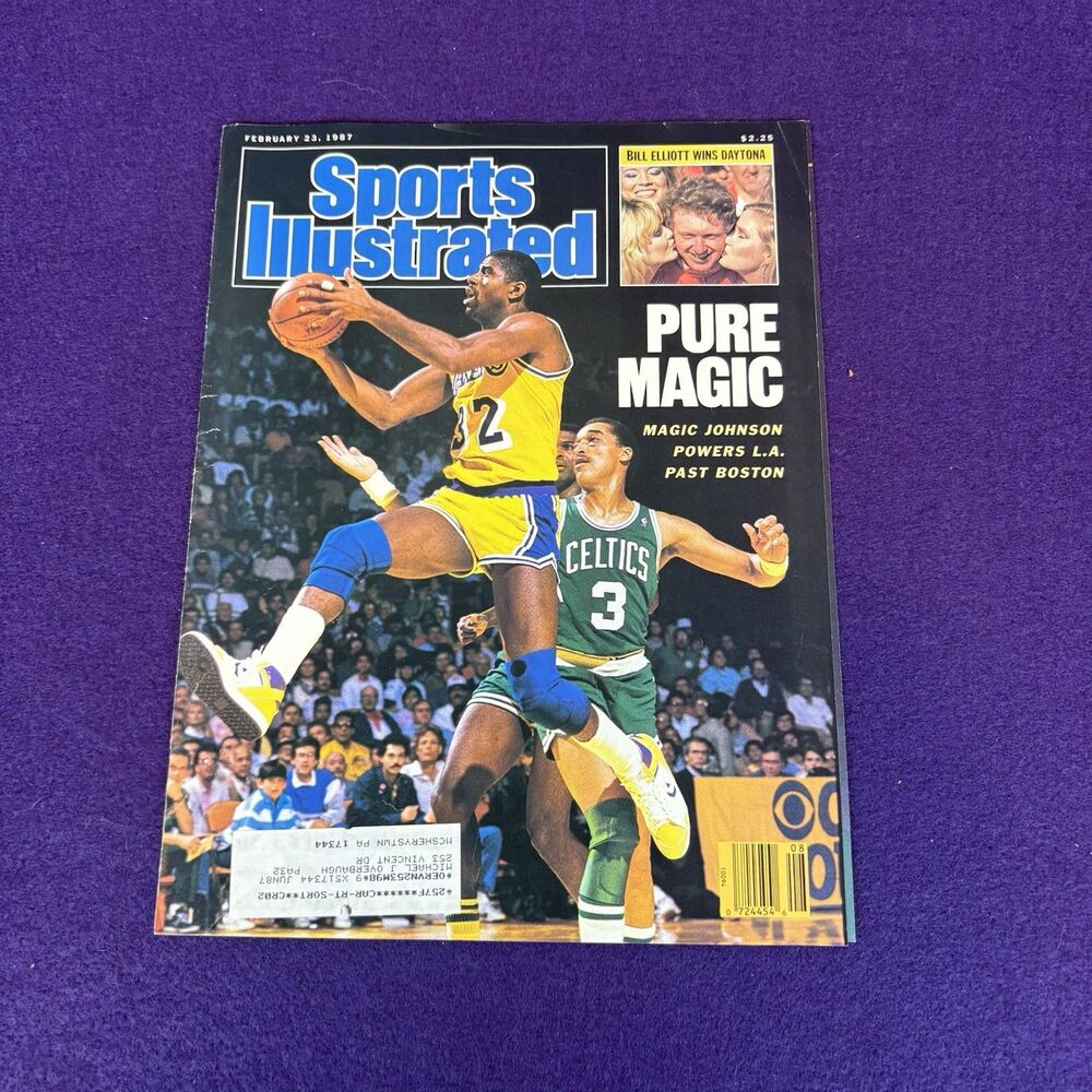 Sports Illustrated 1987 Magic Johnson Bill Elliott Daytona Magazine Cover